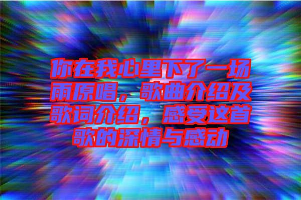 你在我心里下了一場雨原唱，歌曲介紹及歌詞介紹，感受這首歌的深情與感動