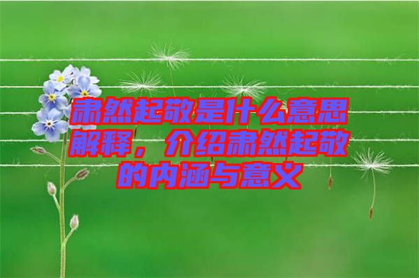 肅然起敬是什么意思解釋，介紹肅然起敬的內(nèi)涵與意義