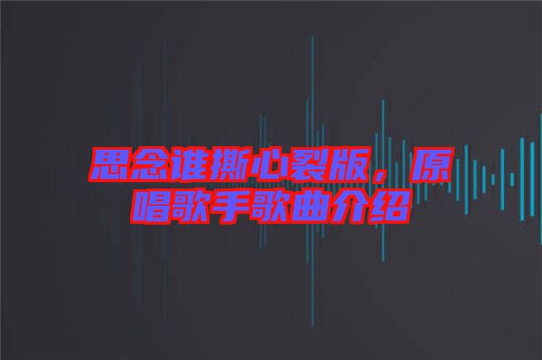 思念誰撕心裂版，原唱歌手歌曲介紹