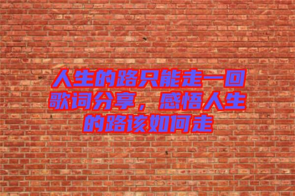 人生的路只能走一回歌詞分享，感悟人生的路該如何走