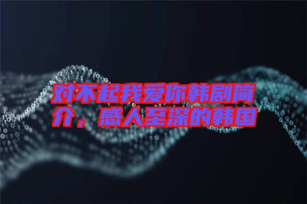 對(duì)不起我愛(ài)你韓劇簡(jiǎn)介，感人至深的韓國(guó)