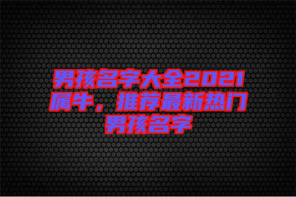 男孩名字大全2021屬牛，推薦最新熱門男孩名字