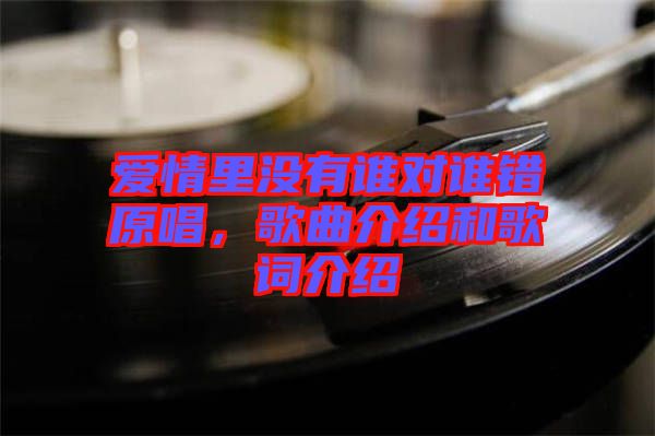 愛情里沒有誰對誰錯原唱，歌曲介紹和歌詞介紹