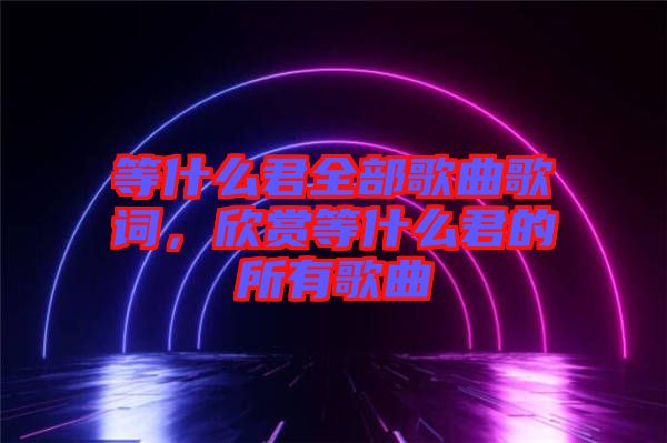 等什么君全部歌曲歌詞，欣賞等什么君的所有歌曲
