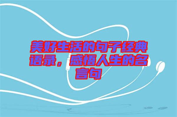 美好生活的句子經(jīng)典語(yǔ)錄，感悟人生的名言句