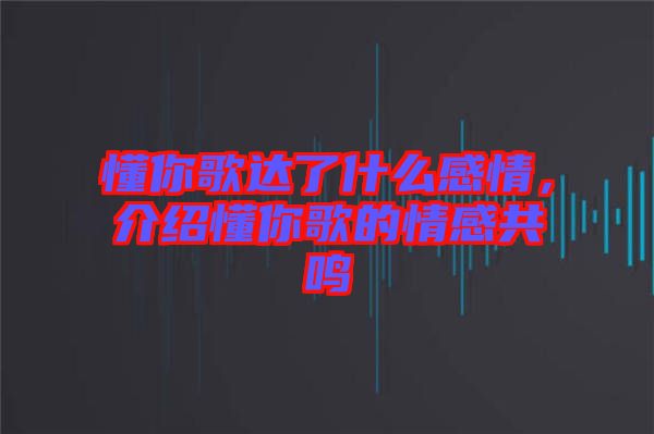 懂你歌達(dá)了什么感情，介紹懂你歌的情感共鳴
