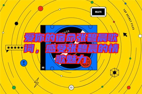 愛你的宿命張碧晨歌詞，感受張碧晨的情歌魅力
