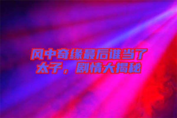 風中奇緣最后誰當了太子，劇情大揭秘