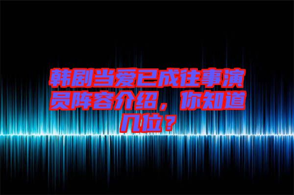 韓劇當愛已成往事演員陣容介紹，你知道幾位？