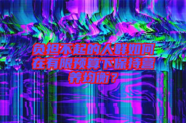 負(fù)擔(dān)不起的人群如何在有限預(yù)算下保持營養(yǎng)均衡？