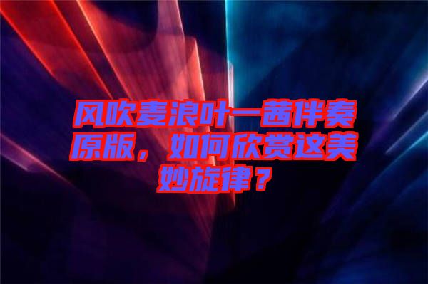 風吹麥浪葉一茜伴奏原版，如何欣賞這美妙旋律？