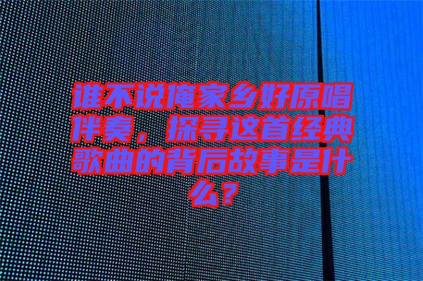 誰不說俺家鄉(xiāng)好原唱伴奏，探尋這首經(jīng)典歌曲的背后故事是什么？