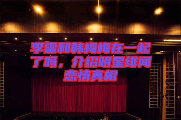 李雷和韓梅梅在一起了嗎，介紹明星緋聞戀情真相