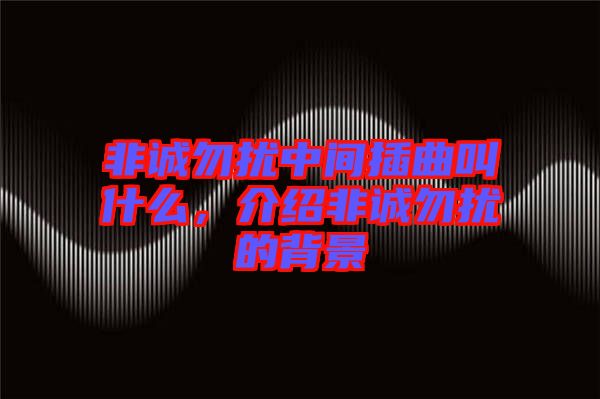 非誠(chéng)勿擾中間插曲叫什么，介紹非誠(chéng)勿擾的背景