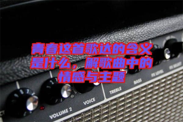 青春這首歌達(dá)的含義是什么，解歌曲中的情感與主題